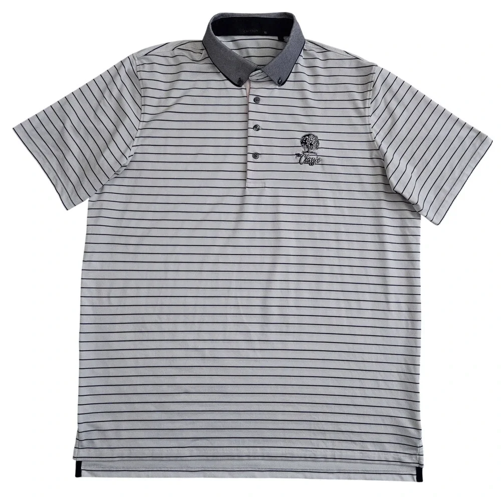 Greyson (Mens XL) The Classic Polo Golf Shirt Short Sleeve White Striped Stretch